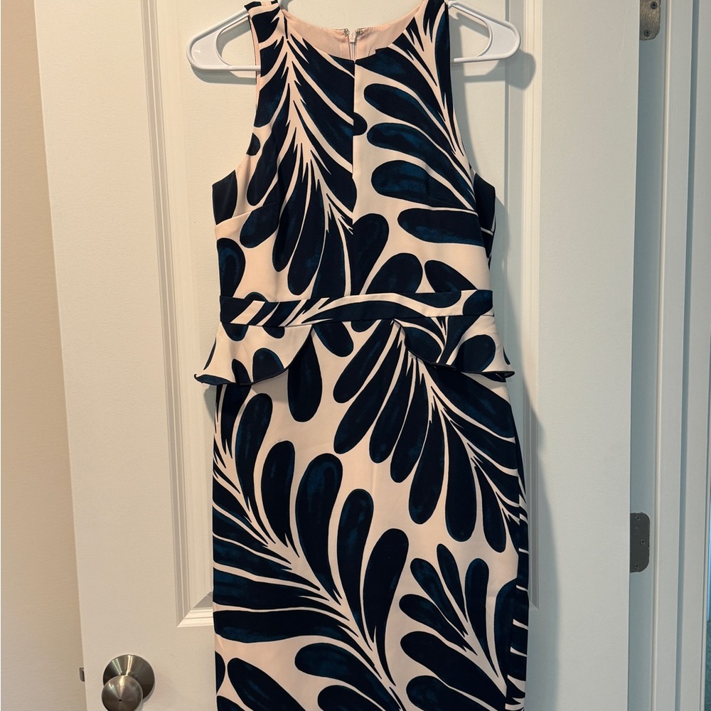 Ann Taylor Blue and Pale Pink Peplum Dress